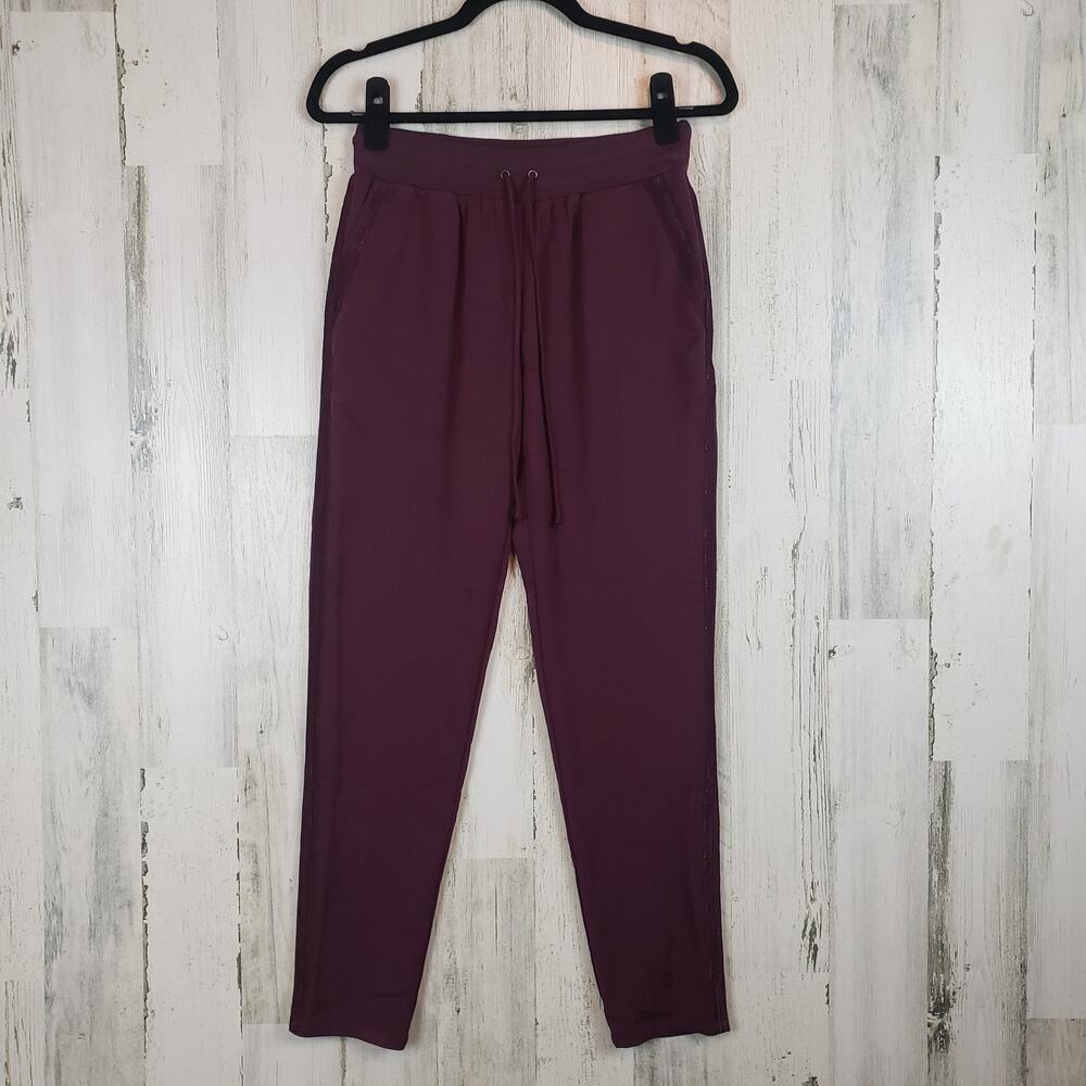 NWT Color Block Burgundy Purple Stretchy Lounge Leisure Pants Women's Size 4
